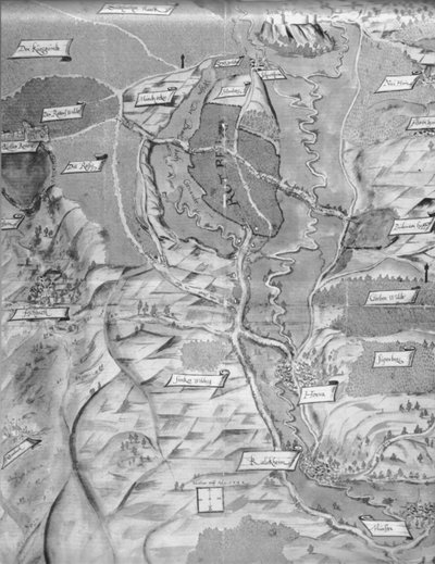 Mappa di Kelkheim e dintorni del XVI secolo da Sebastian Wolff